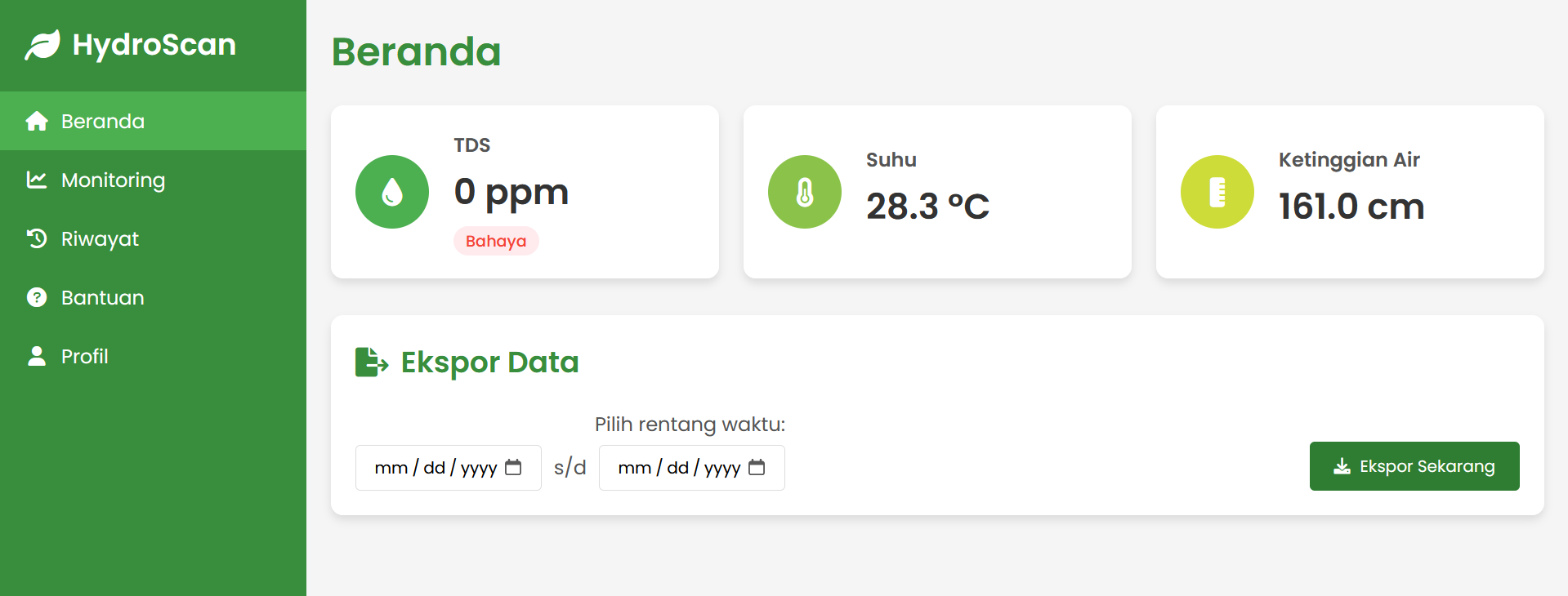 Tampilan Web Monitoring